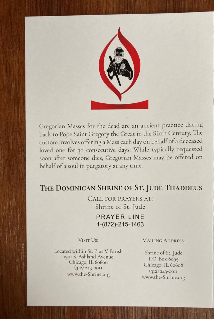 Gregorian Masses The Dominican Shrine of St. Jude Thaddeus